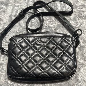 Tahari Black Quilted Crossbody Bag with Adjustable Strap